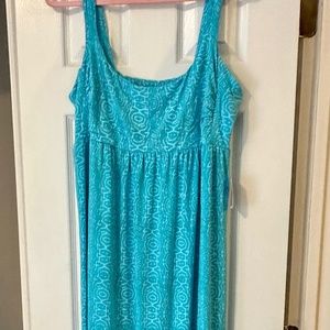 Fresh Produce Geo Wave Malibu Maxi Dress Turquoise Blue XXL